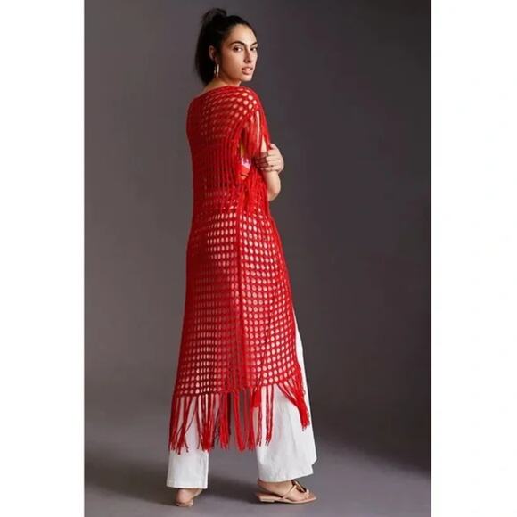 New ANTHROPOLOGIE Knit Kaftan Crochet Beach Coverup - One Size - Picture 2 of 5
